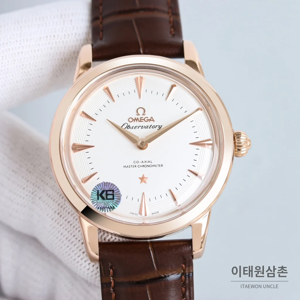 오메가 컨스텔레이션 오토매틱 40mm 샴페인 다이얼 브라운 가죽 스트랩