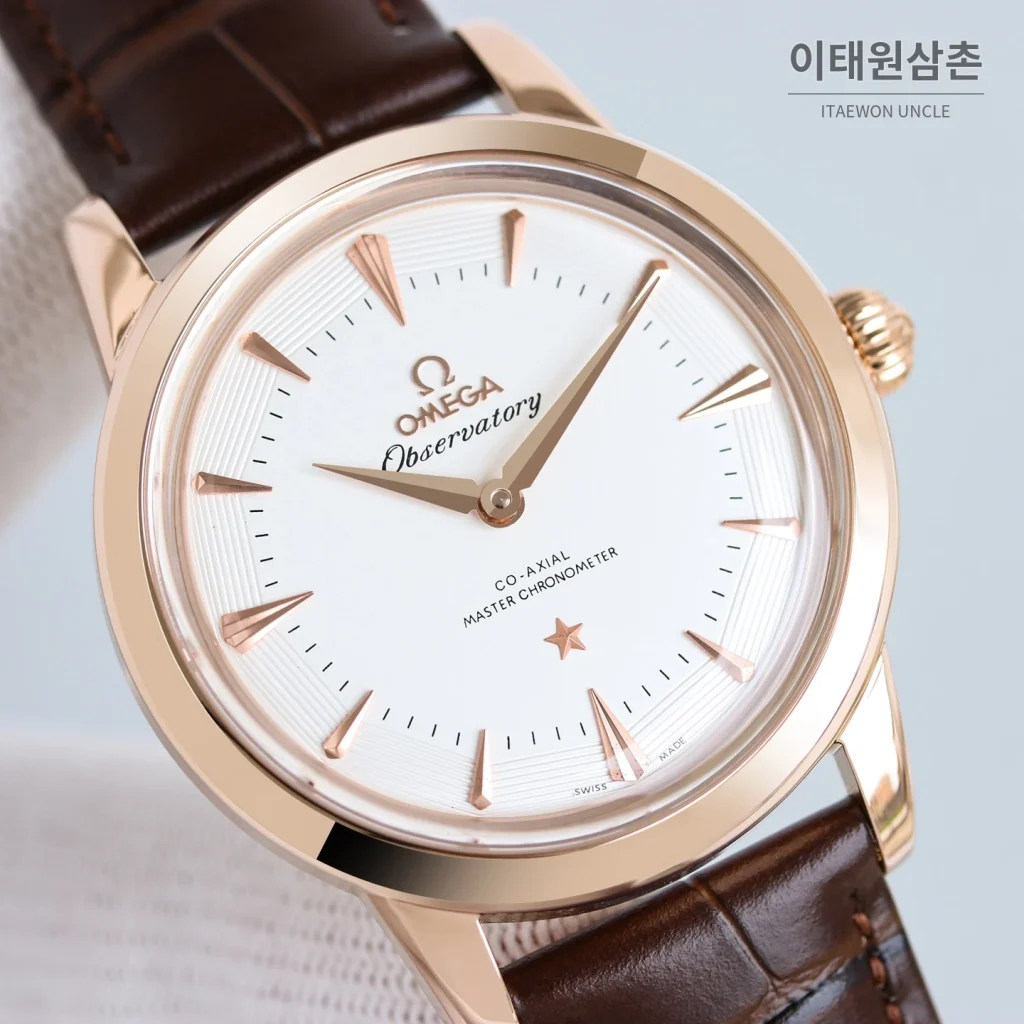 오메가 컨스텔레이션 오토매틱 40mm 샴페인 다이얼 브라운 가죽 스트랩
