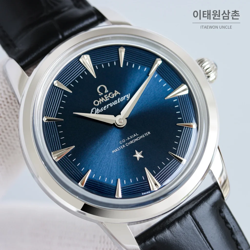 오메가 컨스텔레이션 오토매틱 40mm 그린 다이얼 블랙 가죽 스트랩