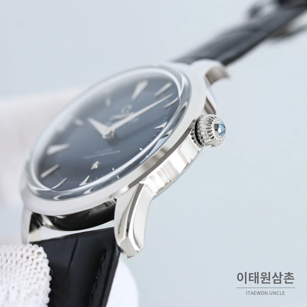 오메가 컨스텔레이션 오토매틱 40mm 그린 다이얼 블랙 가죽 스트랩