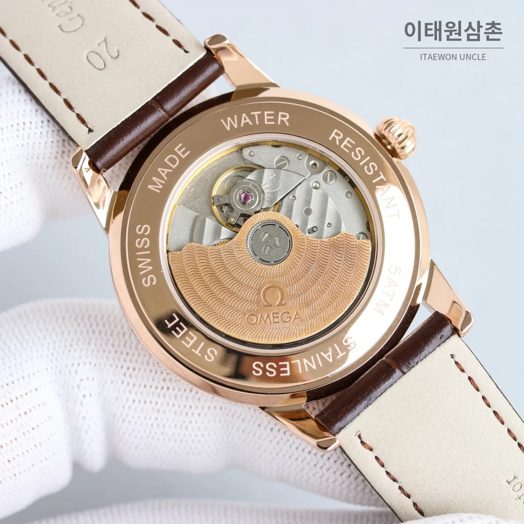 오메가 컨스텔레이션 오토매틱 40mm 샴페인 다이얼 브라운 가죽 스트랩