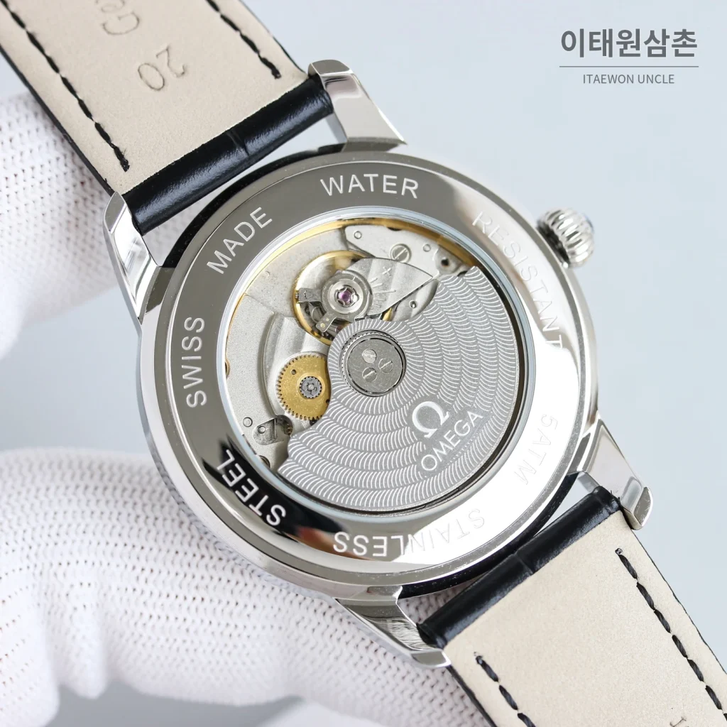 오메가 컨스텔레이션 오토매틱 40mm 그린 다이얼 블랙 가죽 스트랩