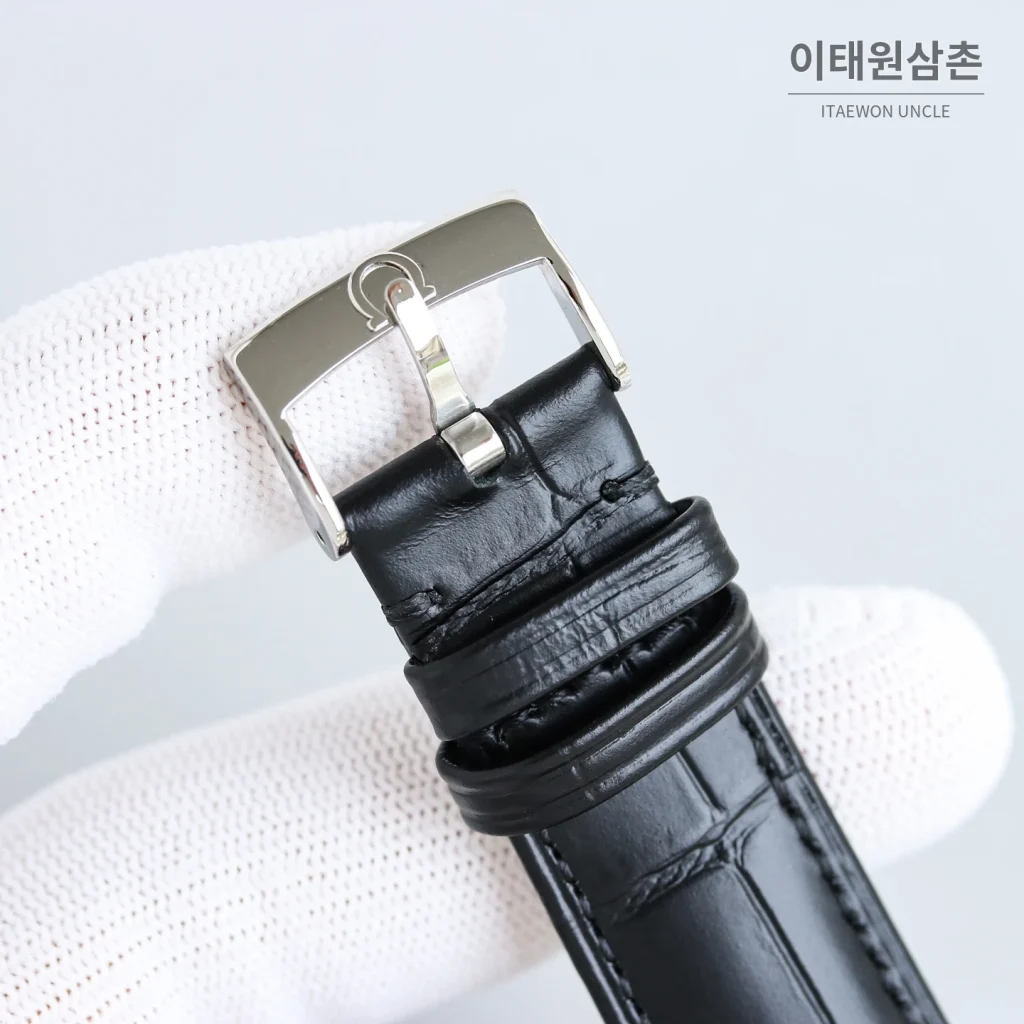 오메가 컨스텔레이션 오토매틱 40mm 그린 다이얼 블랙 가죽 스트랩