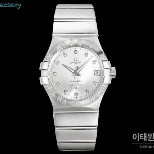 오메가 컨스텔레이션 스틸 골드톤 다이아몬드 로만베젤 데이트 오토매틱 38mm 골드 / 실버 오메가 컨스텔레이션 스틸 골드톤 다이아몬드 로만베젤 데이트 오토매틱 38mm 골드 / 실버 스틸 브레이슬릿