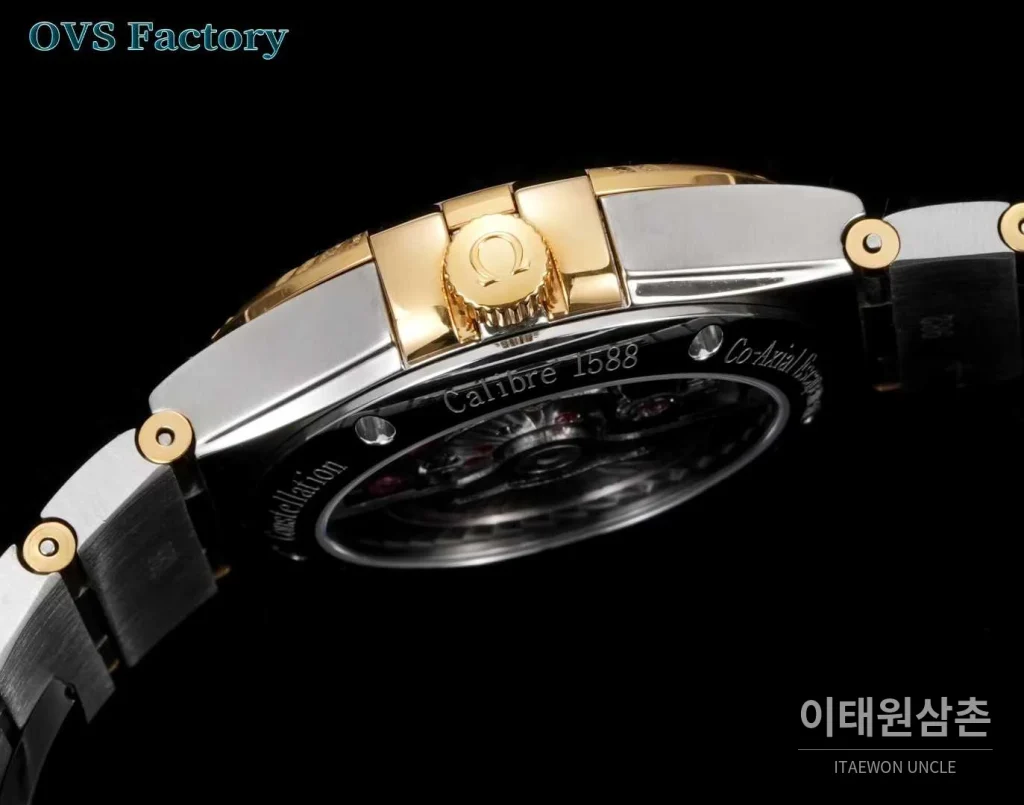 오메가 컨스텔레이션 스틸 골드톤 다이아몬드 로만베젤 데이트 오토매틱 38mm 골드 / 실버 투톤 브레이슬릿 (2)