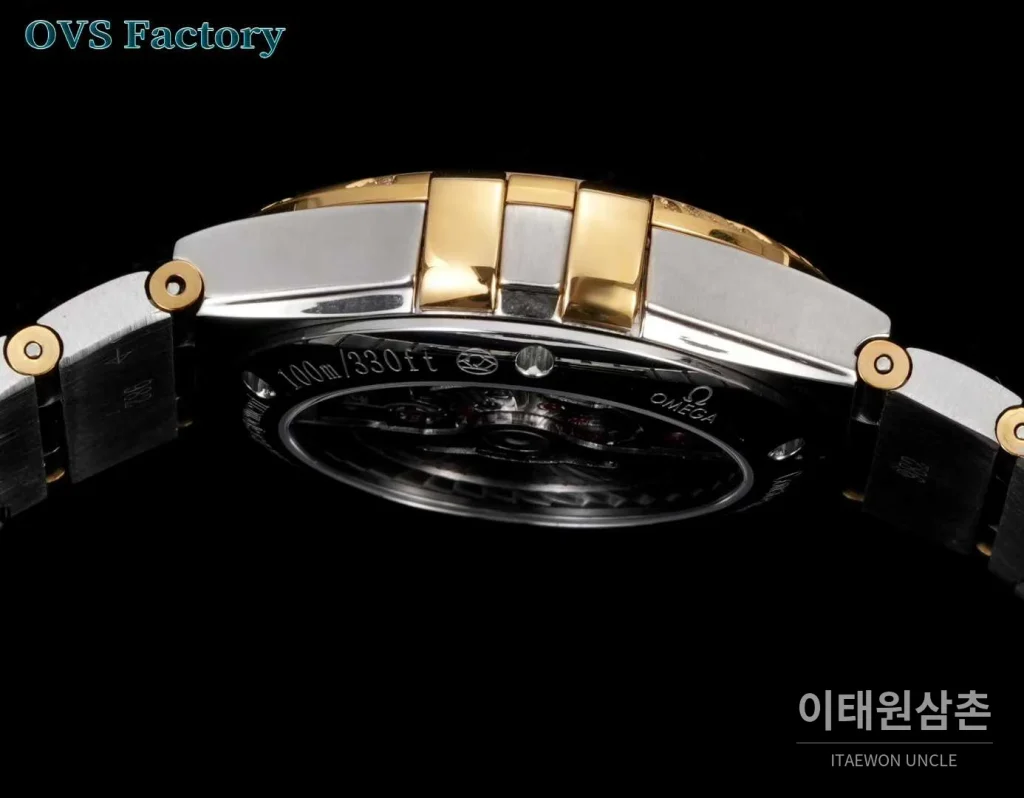 오메가 컨스텔레이션 스틸 골드톤 다이아몬드 로만베젤 데이트 오토매틱 38mm 골드 / 실버 투톤 브레이슬릿 (2)