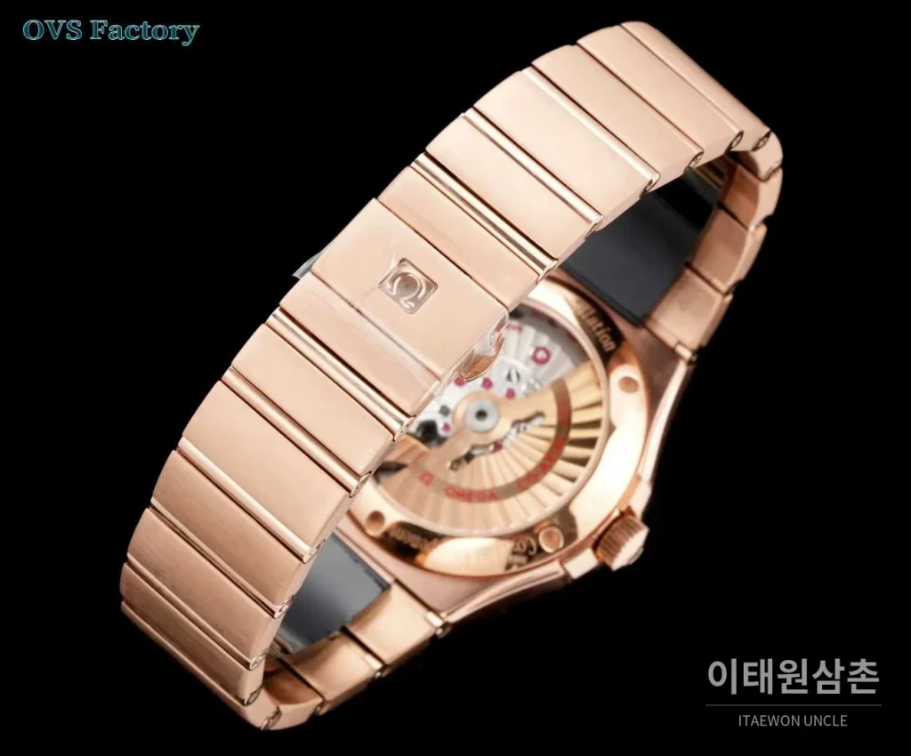 오메가 컨스텔레이션 스틸 골드톤 다이아몬드 로만베젤 데이트 오토매틱 38mm 골드 / 실버 로즈골드 브레이슬릿