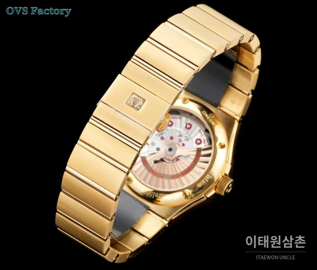 오메가 컨스텔레이션 스틸 골드톤 다이아몬드 로만베젤 데이트 오토매틱 38mm 골드 / 실버 골드 브레이슬릿