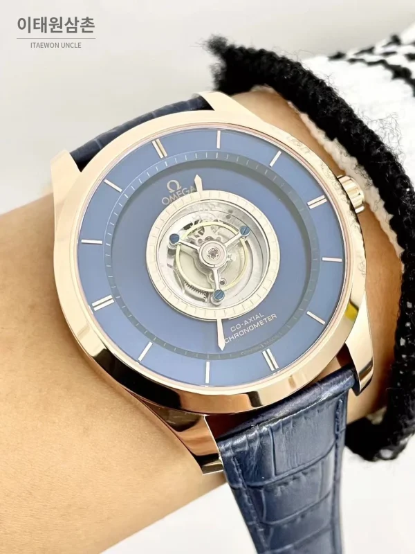 오메가 드빌 센트럴 투르비용 블루다이얼 오토매틱 44mm