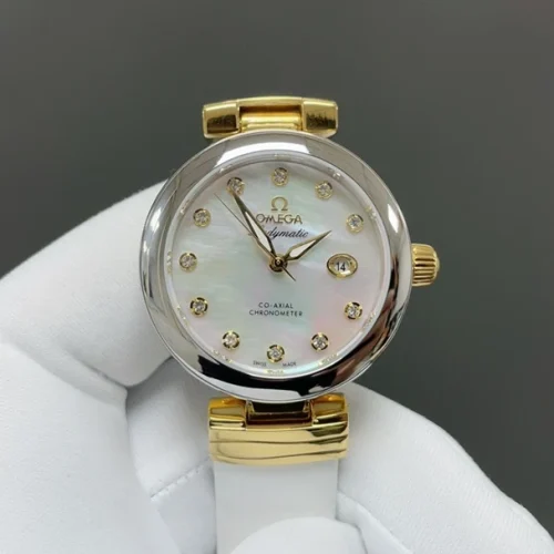 오메가 드빌 레이디매틱 실버베젤 자개다이얼 오토매틱 34mm