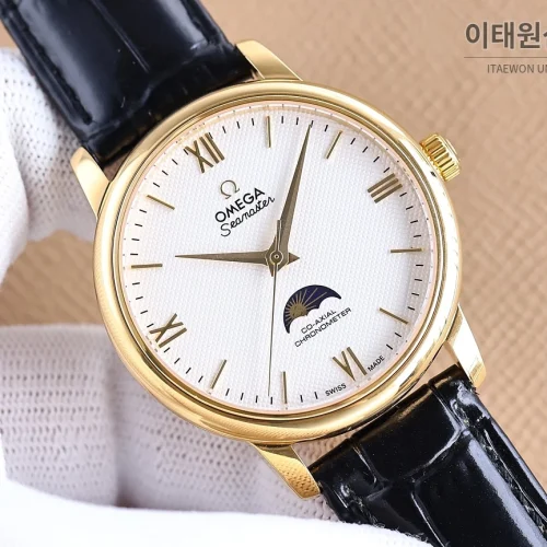오메가 명디안 월페이즈 오토매틱 40mm 화이트 다이얼