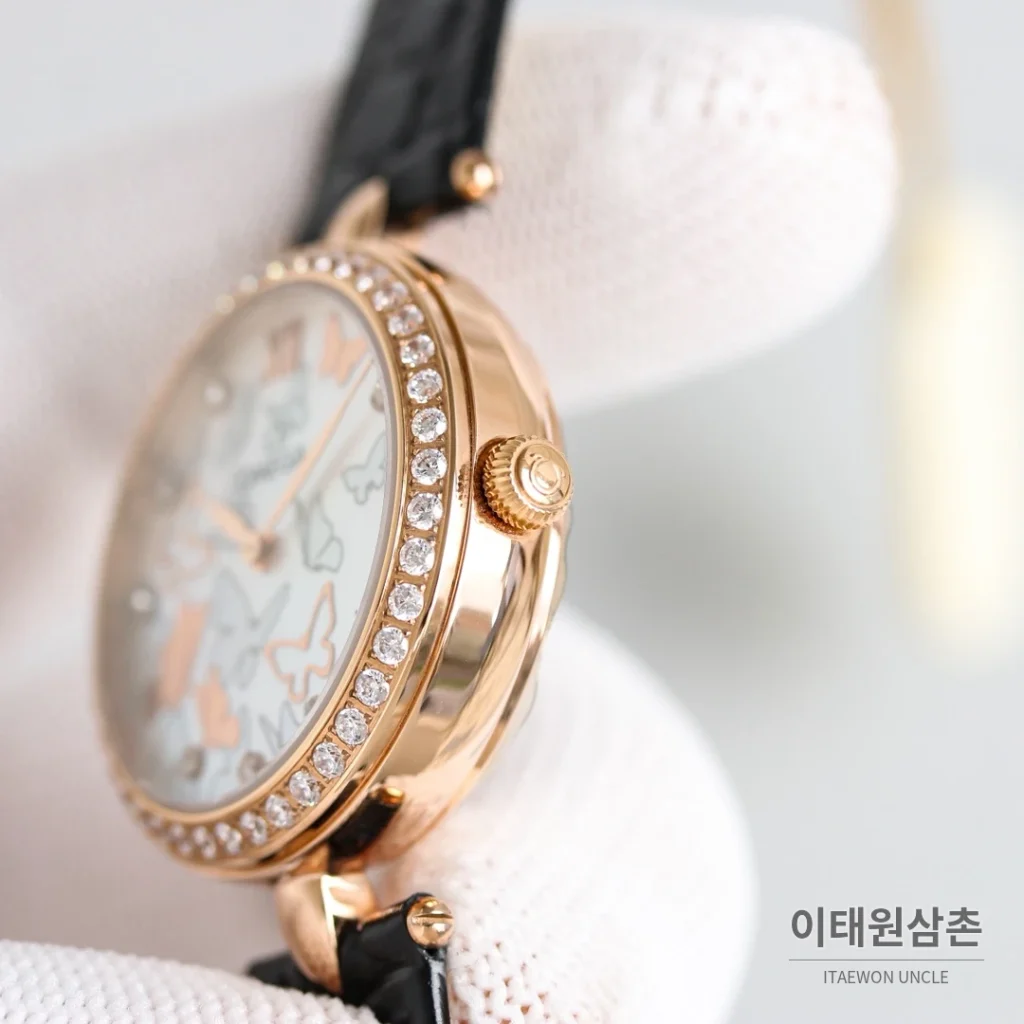 오메가 드빌 프레스티지 듀드롭 로즈골드 마더오브펄 다이아몬드 시계 32mm 자개 다이얼