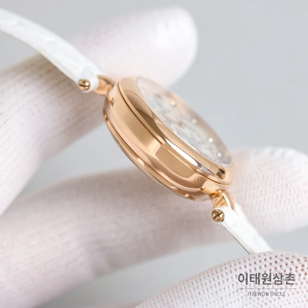 오메가 드빌 프레스티지 듀드롭 로즈골드 마더오브펄 다이아몬드 시계 32mm