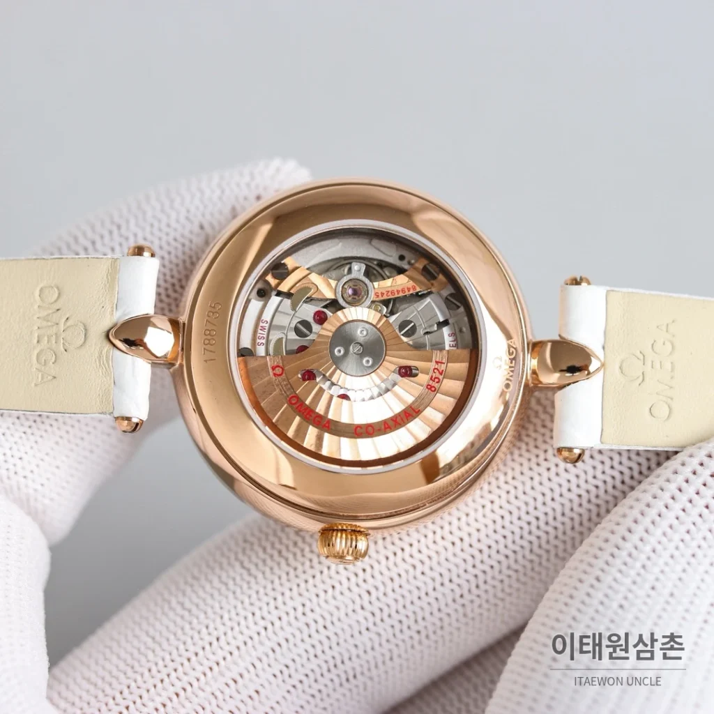 오메가 드빌 프레스티지 듀드롭 로즈골드 마더오브펄 다이아몬드 시계 32mm