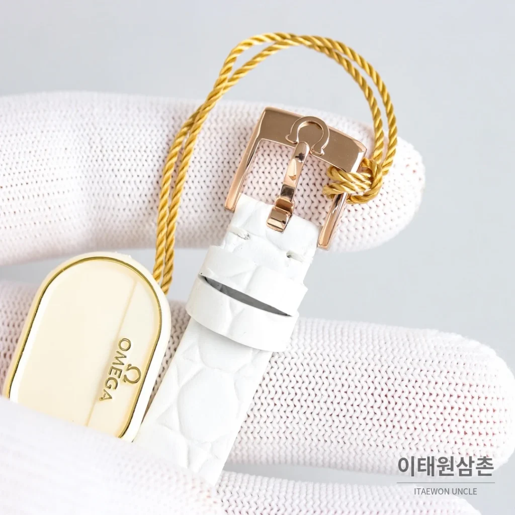 오메가 드빌 프레스티지 듀드롭 로즈골드 마더오브펄 다이아몬드 시계 32mm