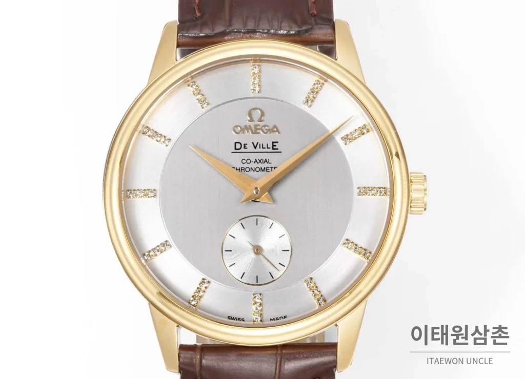 오메가 드빌 스틸 실버다이얼 오토매틱 가죽스트랩 드레스워치 39mm