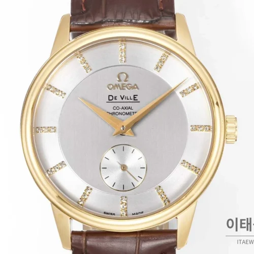 오메가 드빌 스틸 실버다이얼 오토매틱 가죽스트랩 드레스워치 39mm