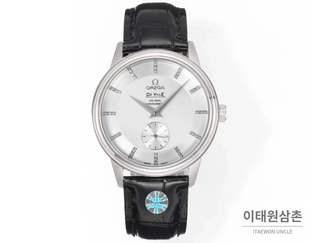 오메가 드빌 스틸 실버다이얼 오토매틱 가죽스트랩 드레스워치 39mm (2)