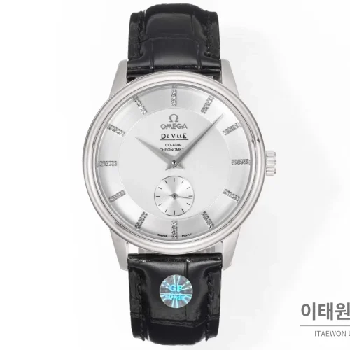 오메가 드빌 스틸 실버다이얼 오토매틱 가죽스트랩 드레스워치 39mm (2)