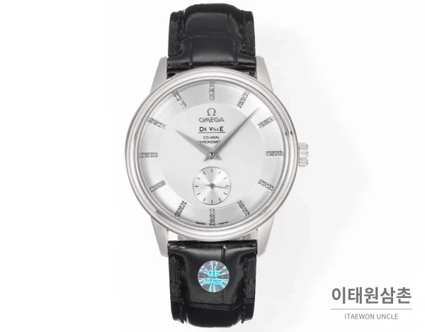 오메가 드빌 스틸 실버다이얼 오토매틱 가죽스트랩 드레스워치 39mm (2)