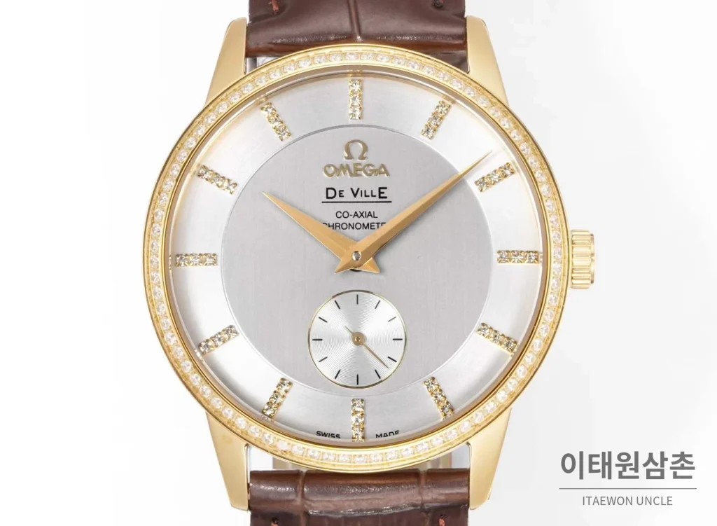 오메가 드빌 스틸 실버다이얼 오토매틱 가죽스트랩 드레스워치 39mm