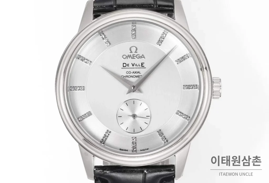 오메가 드빌 스틸 실버다이얼 오토매틱 가죽스트랩 드레스워치 39mm (2)
