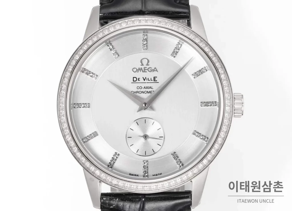 오메가 드빌 스틸 실버다이얼 오토매틱 가죽스트랩 드레스워치 39mm (2)