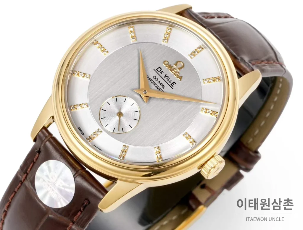오메가 드빌 스틸 실버다이얼 오토매틱 가죽스트랩 드레스워치 39mm