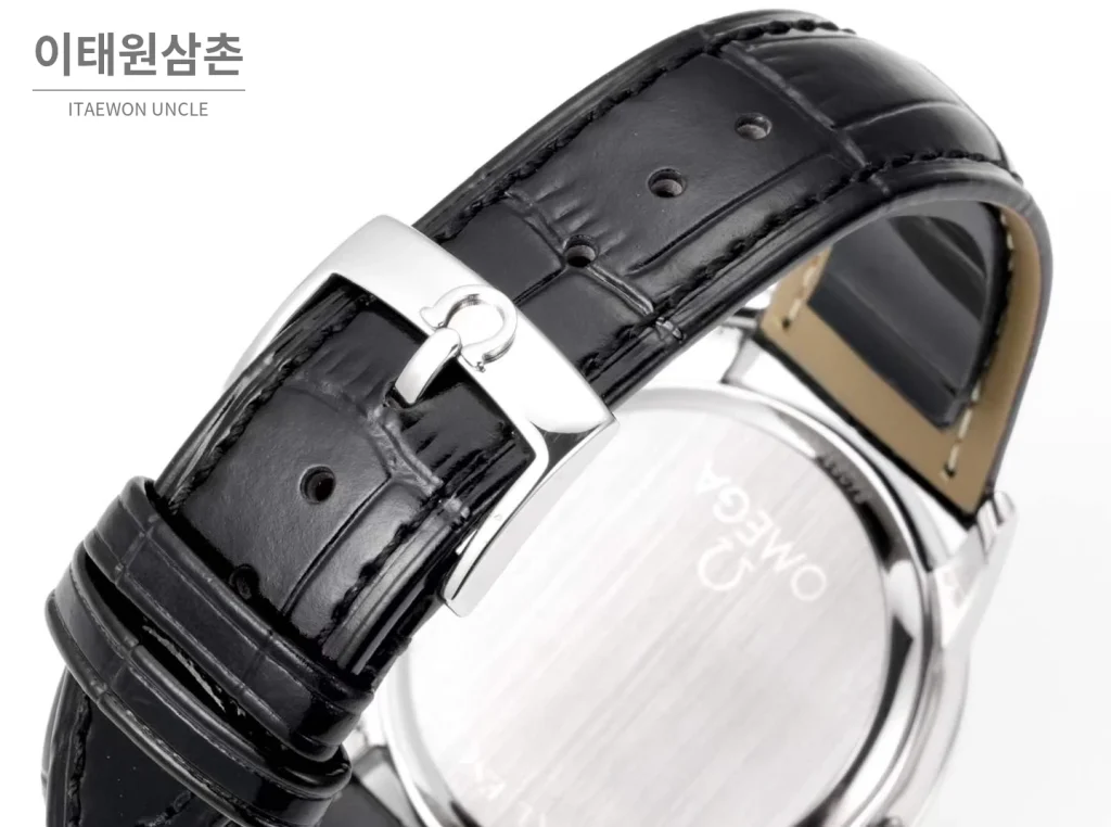 오메가 드빌 스틸 실버다이얼 오토매틱 가죽스트랩 드레스워치 39mm (2)
