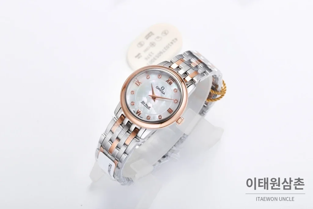 오메가 드빌 쿼츠 27.4mm 자개 다이얼 투톤 브레이슬릿
