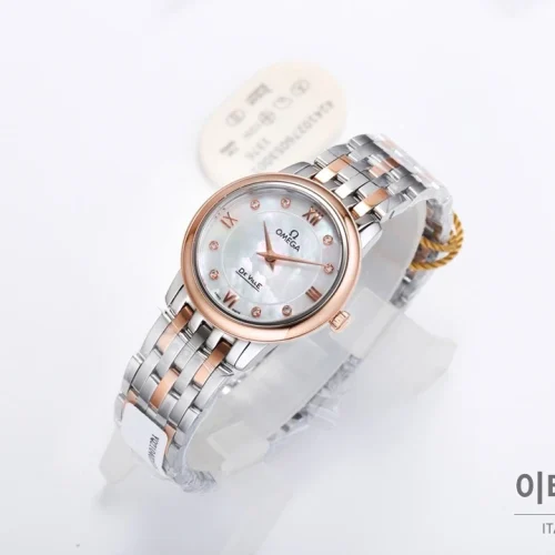 오메가 드빌 쿼츠 27.4mm 자개 다이얼 투톤 브레이슬릿