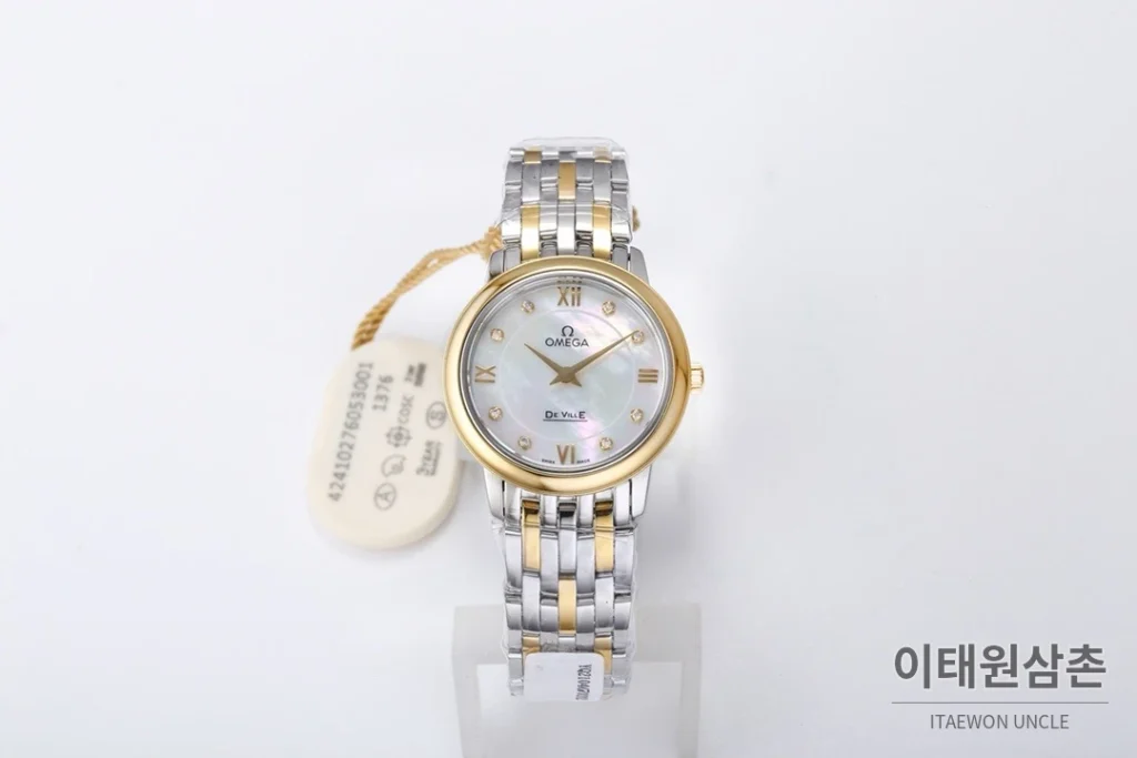 오메가 드빌 쿼츠 27.4mm 자개 다이얼 스틸 브레이슬릿