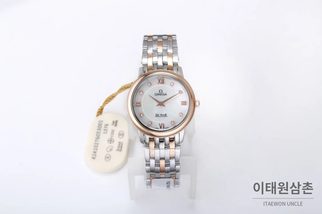 오메가 드빌 쿼츠 27.4mm 자개 다이얼 스틸 브레이슬릿