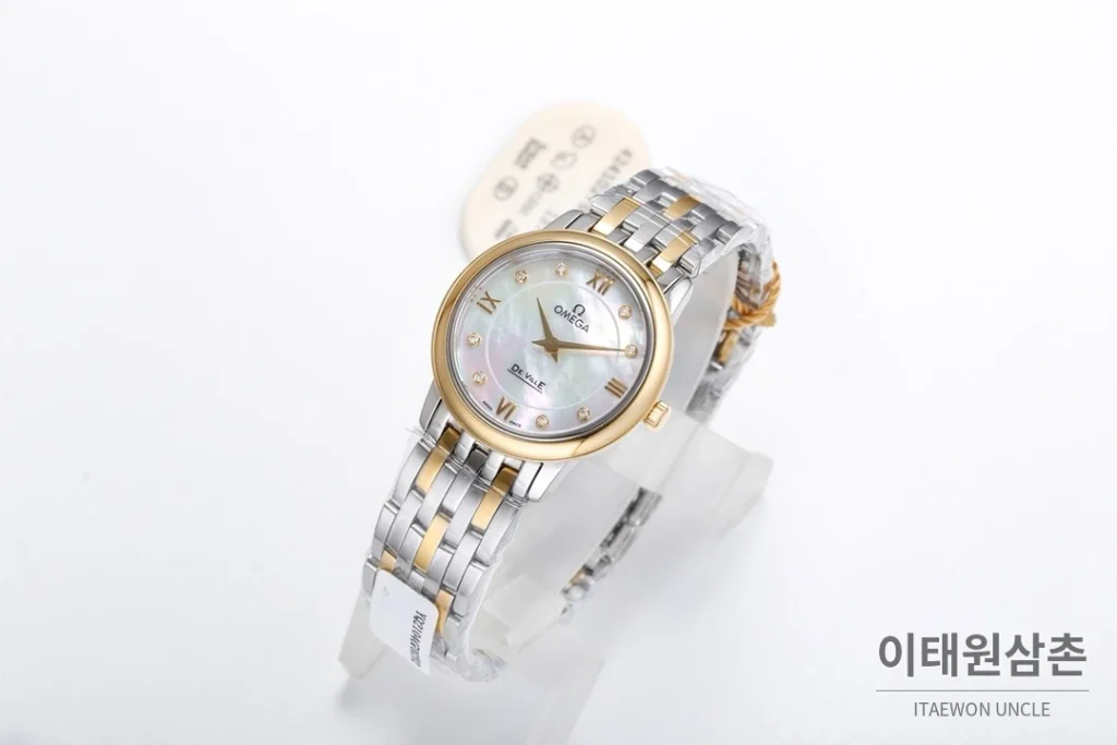 오메가 드빌 쿼츠 27.4mm 자개 다이얼 스틸 브레이슬릿
