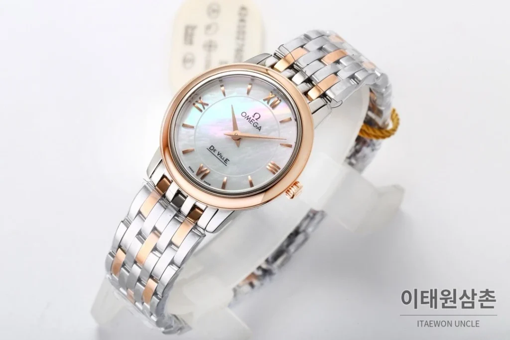 오메가 드빌 쿼츠 27.4mm 자개 다이얼 투톤 브레이슬릿 (2)