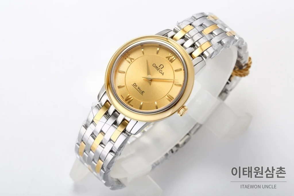 오메가 드빌 쿼츠 27.4mm 샴페인 다이얼 투톤 브레이슬릿