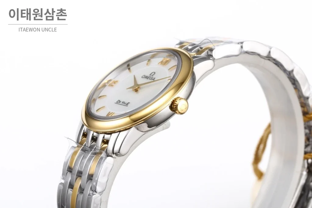 오메가 드빌 쿼츠 27.4mm 자개 다이얼 투톤 브레이슬릿 (2)