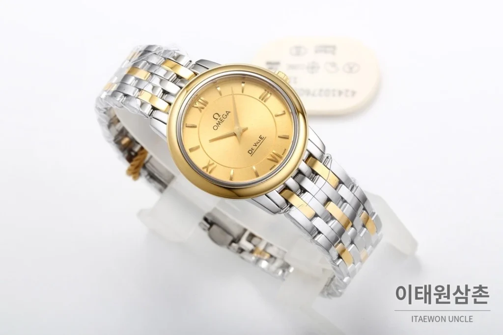 오메가 드빌 쿼츠 27.4mm 샴페인 다이얼 투톤 브레이슬릿