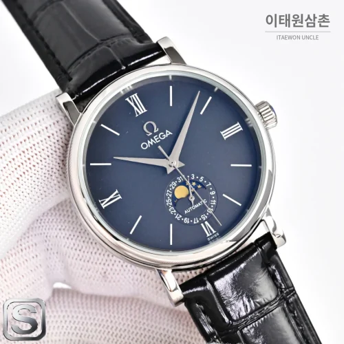 오메가 문페이즈 문앤스타 캘린더 가죽밴드 오토매틱 40mm R43 네이비 다이얼 오메가 문페이즈 문앤스타 캘린더 가죽밴드 오토매틱 40mm R43 네이비 다이얼