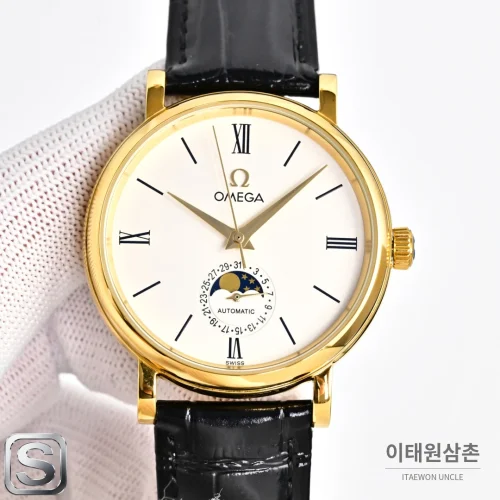 오메가 문페이즈 문앤스타 캘린더 가죽밴드 오토매틱 40mm R43 화이트 다이얼 오메가 문페이즈 문앤스타 캘린더 가죽밴드 오토매틱 40mm R43 화이트 다이얼
