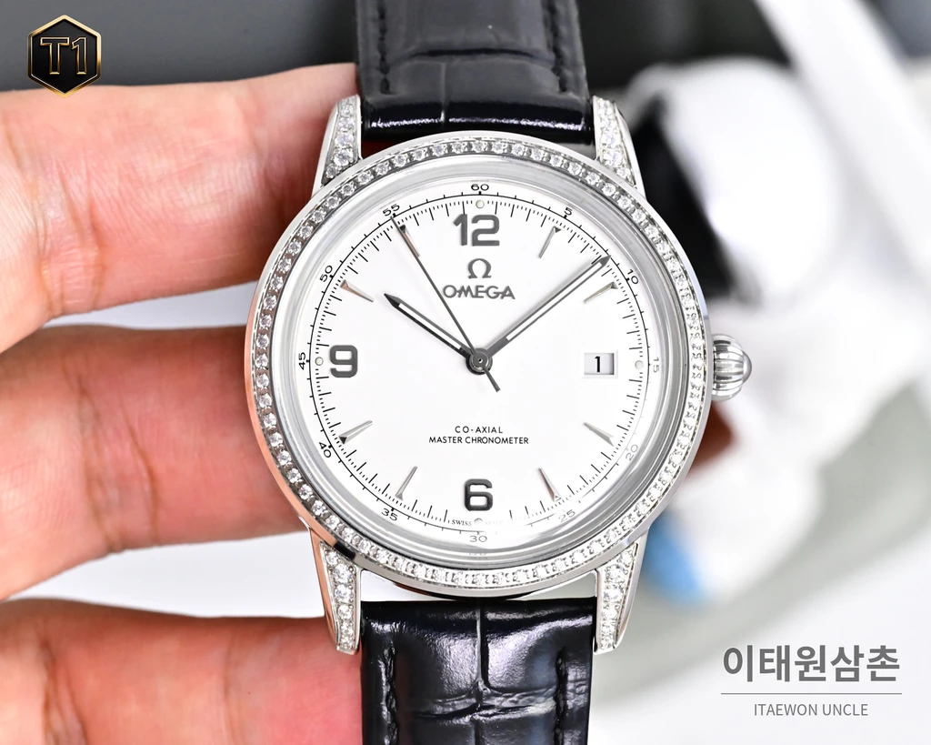 오메가 신형 3D 블루 라이트 글래스 오토매틱 실버베젤 화이트 워치 40mm