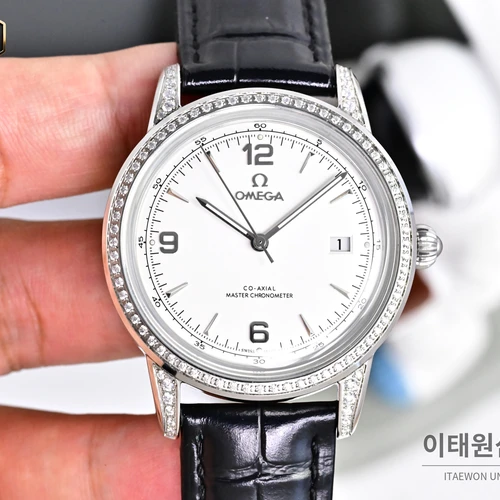 오메가 신형 3D 블루 라이트 글래스 오토매틱 실버베젤 화이트 워치 40mm