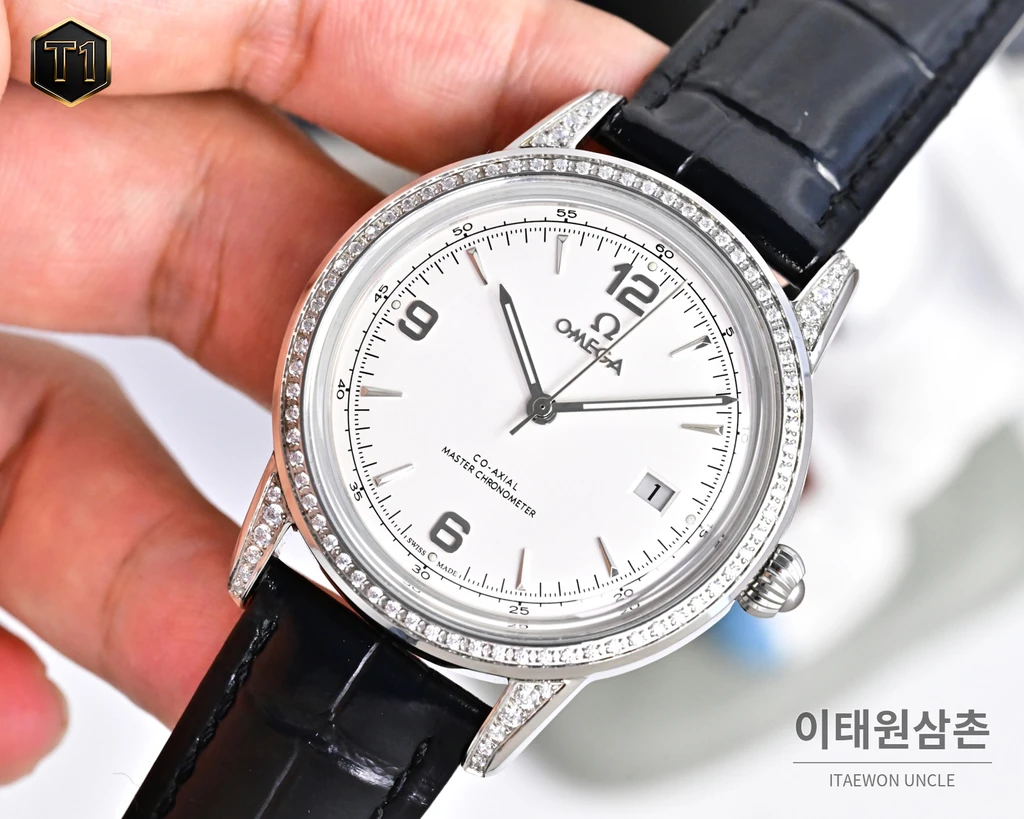 오메가 신형 3D 블루 라이트 글래스 오토매틱 실버베젤 화이트 워치 40mm