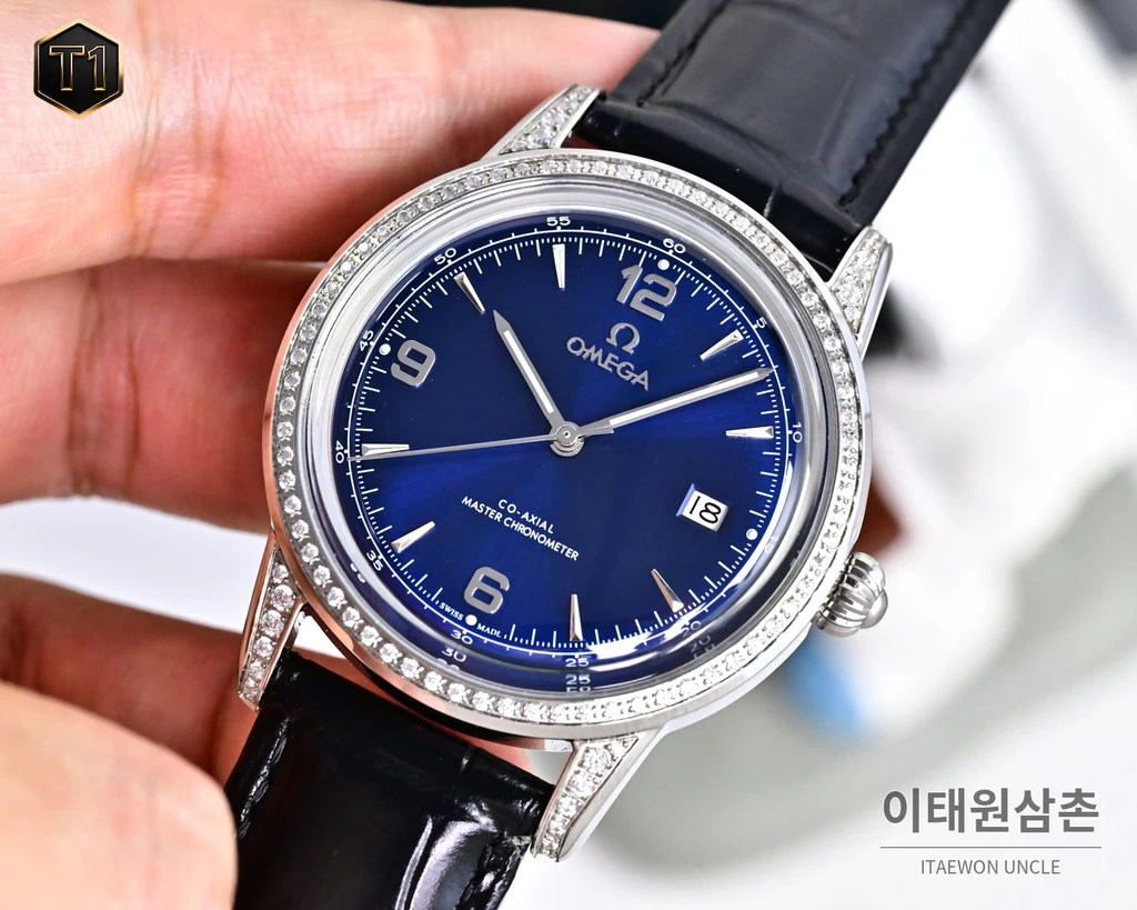 오메가 신형 3D 블루 라이트 글래스 오토매틱 실버베젤 화이트 워치 40mm