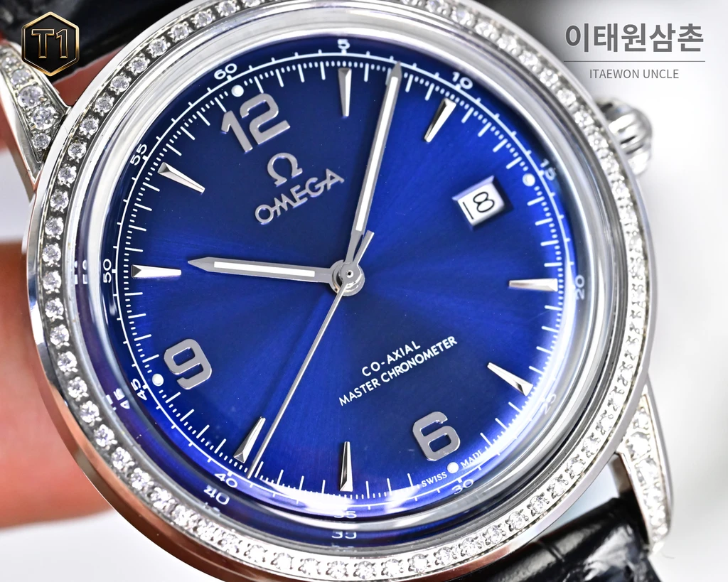 오메가 신형 3D 블루 라이트 글래스 오토매틱 실버베젤 화이트 워치 40mm