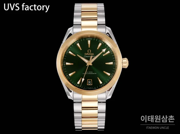 오메가 씨마스터 아쿠아 테라 150M 에나멜 그린다이얼 골드베젤 41mm 투톤 브레이슬릿