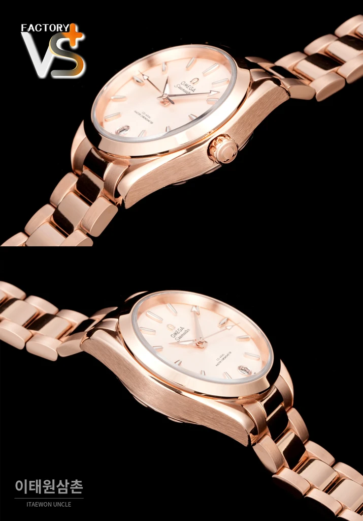오메가 씨마스터 아쿠아테라 로즈골드톤 화이트 다이얼 오토매틱 34mm