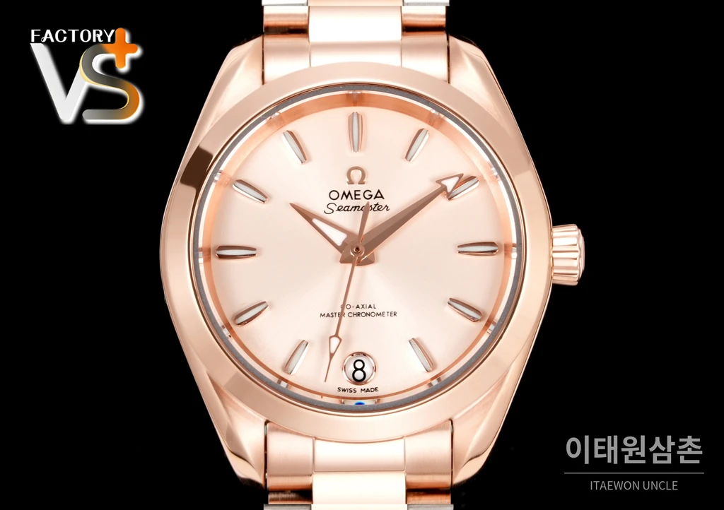 오메가 씨마스터 아쿠아테라 로즈골드톤 화이트 다이얼 오토매틱 34mm