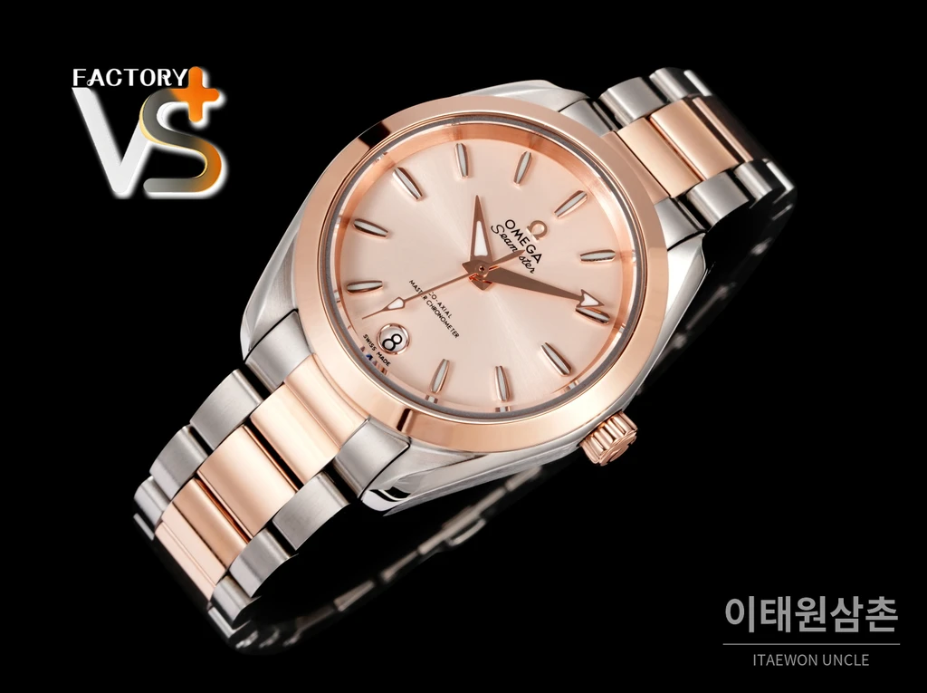 오메가 씨마스터 아쿠아테라 로즈골드톤 화이트 다이얼 오토매틱 34mm