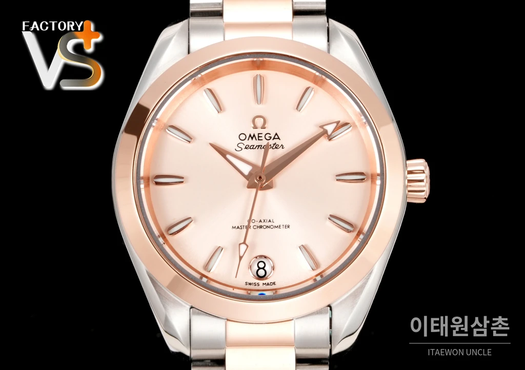 오메가 씨마스터 아쿠아테라 로즈골드톤 화이트 다이얼 오토매틱 34mm